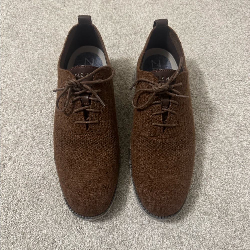 Cole Haan Zero Grand Men's Cloth/Felt Brown Oxford Shoes